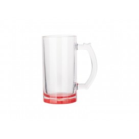 16oz Sublimation Clear Glass Beer Mug (Red Bottom)(24pcs/ctn)